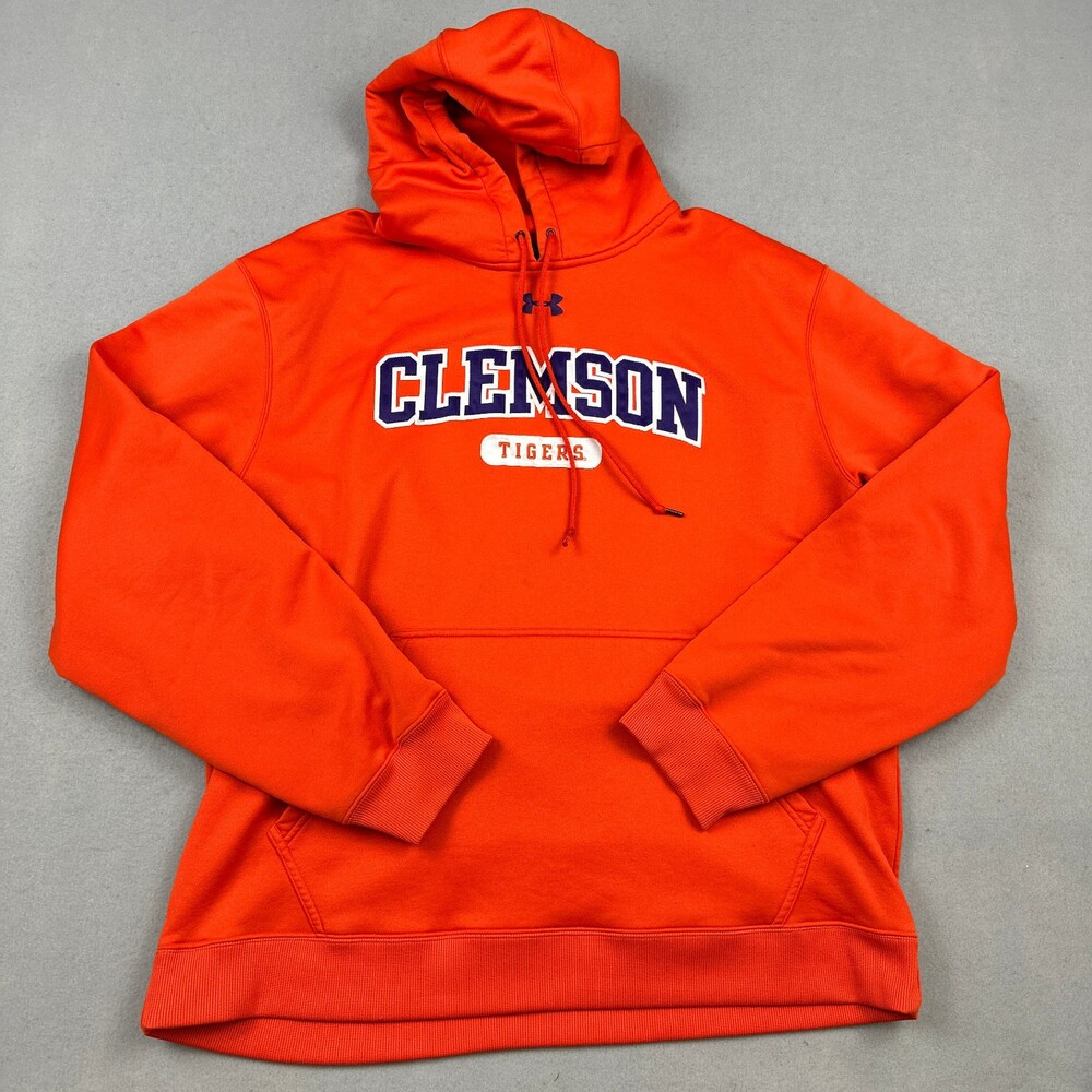 Clemson Tigers Hoodie Men Extra Large Orange Purple Under Armour Pullover Pocket